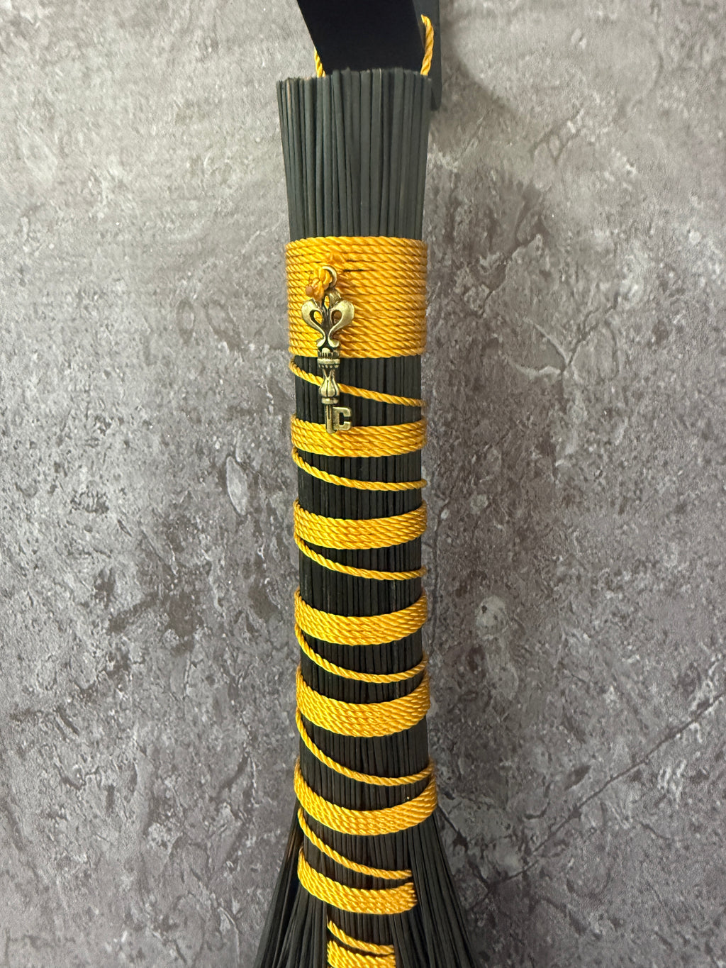 Hawks Tail broom- black & gold (besom)