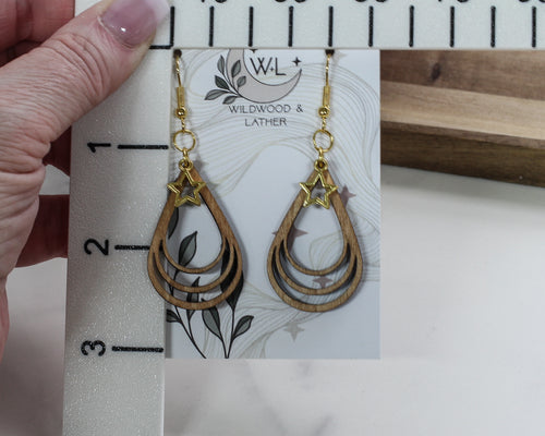 Celestial Teardrop wooden earrings